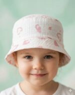 Муслінова панамка для дівчинки на 1-2 роки "Серце" (р. 48, 100% бавовна)