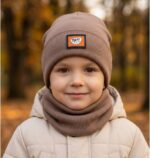 Шапка і хомут для хлопчика на флісі (р. 50-52)